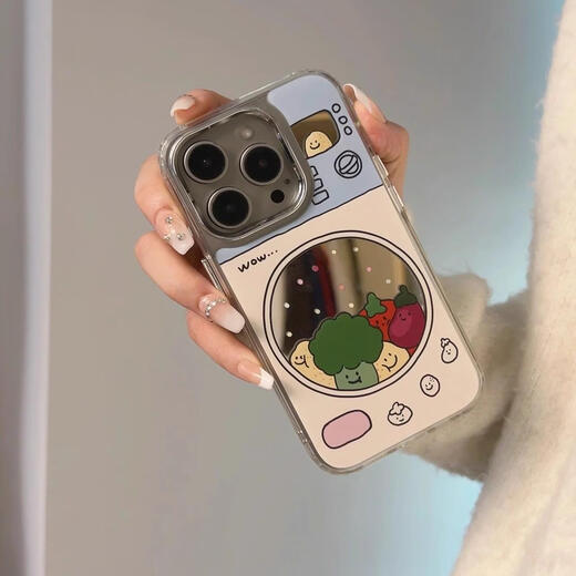 Dufana suitable for Apple 16 women's new mobile phone case iPhone16 promax comes with mirror niche non-colliding model 14 high-end sense 13 ultra-thin mirror 12 hard shell anti-fall protective cover high-definition mirror flip fruit and vegetable portable make-up mirror iPhone 16