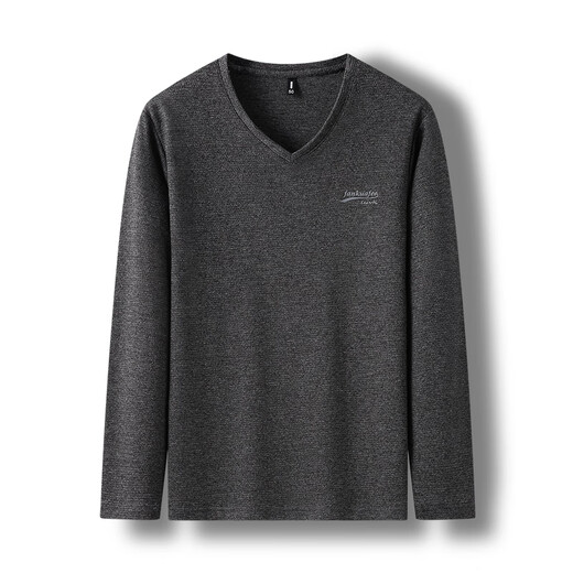 Falamaone Armani Herren Langsamtes T-Shirt Herbst Pure Cotton V-Ausschnitt Casual Vielseitige Hühnchenkragen T-Shirt Top Trendy Dark Green GR9863 [V Hals] M 165