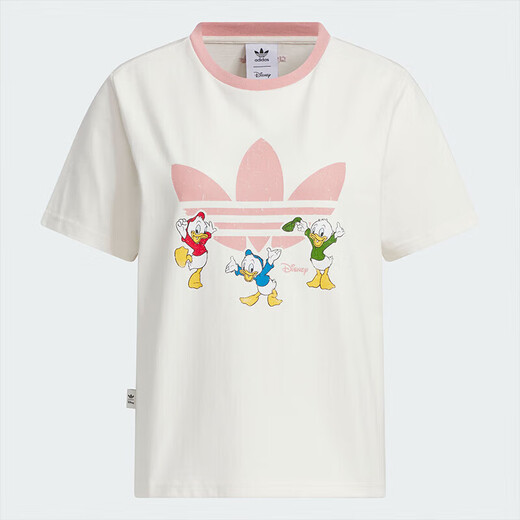 Adidas (adidas) 3-Blatt kurzärmelige T-Shirt-Frauen 2025 Herbst New Disney Joint Sportswear atmungsaktives kurzes Top JP1428/Weißrosa L L.