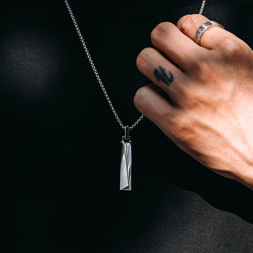 Mingyang Decorative Sea can be engraved sterling silver irregular solid pendant necklace men's trendy simple high-end Chinese Valentine's Day gift sterling silver pendant + steel chain-60cm