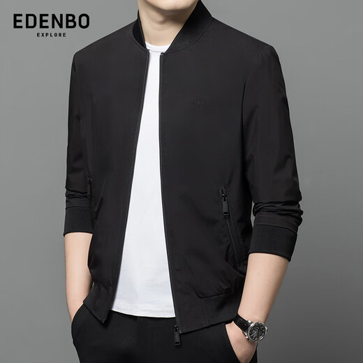 Edenbo autumn and winter casual jacket baseball collar business commuter jacket men's black 175/92A (XL)