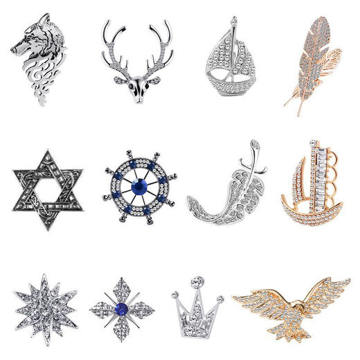 Lemon fiber Korean style temperament men's lapel pin suit brooch coat corsage suit jacket brooch women's accessories Japanese trend British ancient silver Wolf Road brooch