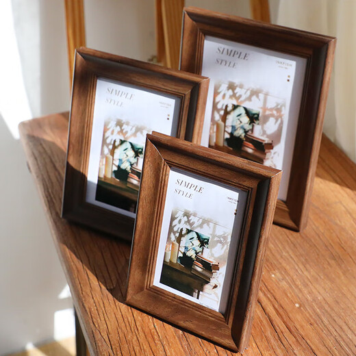 Deyin (Befon) 6-Zoll-Retro-Fotorahmen Hanging Wall European Creative Frame Photo Set Frame Photo Frame Walnuss Farbe 0245