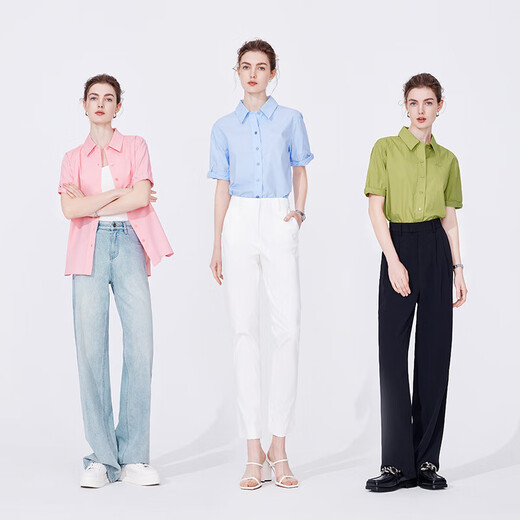 Navikel Italian dinghy women's short-sleeved curled shirt cotton casual shirt 2323503501 Bean green M