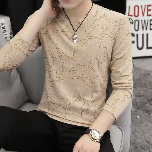 
Taranto base shirt for men's autumn and winter inner wear fashionable 2023 new Chinese style long-sleeved T-shirt for men's spring and autumn ice silk cotton round neck trendy white horizontal lines round neck long sleeves 1518 M 80-Jin [Jin equals 0.5 kg] wear