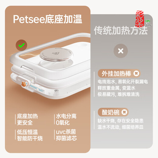 派兮S7猫咪饮水机恒温加热宠物自动循环不插电饮水器酸奶机喝水器 S7(无线款6000mAh)雪影白