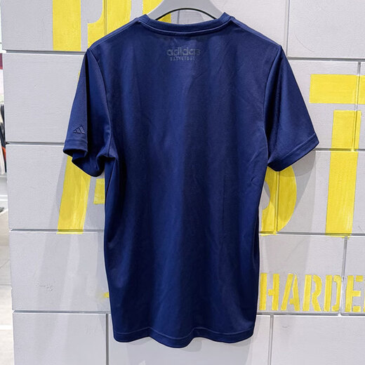 阿迪达斯 （adidas）短袖T恤男士2025夏季新款运动服宽松透气圆领衫休闲半袖上衣 JI9763藏青蓝 M 推荐135-155斤