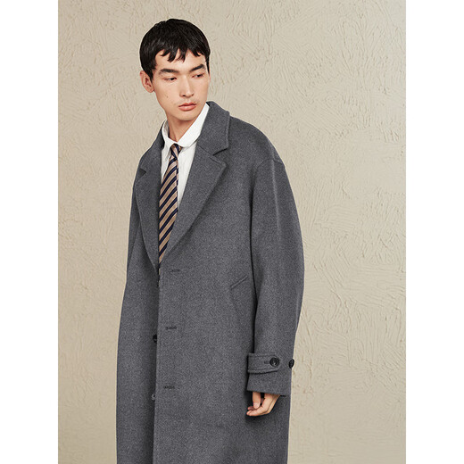 GXG男装通勤商务款羊毛大衣外套男士2024冬季新品 深灰色 175/L