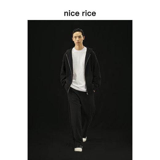 nice rice好饭 r.系列500G全棉直筒休闲卫裤[商场同款]NCQ12027 花灰色（500克） S