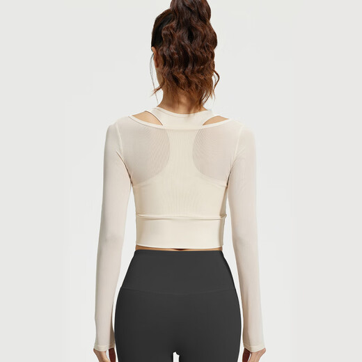 Lu Geli Yoga Wear Women's Sports Suit Autumn and Winter Tops with Padded Tights Long Sleeve Running Pilates Fitness Suit Black and White Yoga Suit XL Recommended 120-135 Jin Jin equals 0.5 kg