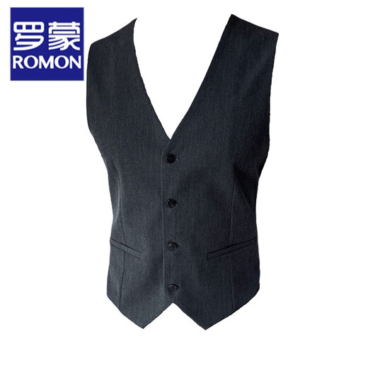 ROMON (ROMON) vest men's spring and autumn men's best man's clothing brothers' clothing men's formal suit four seasons slim vest trousers two-piece set Navy blue [single vest] 3XL (56)