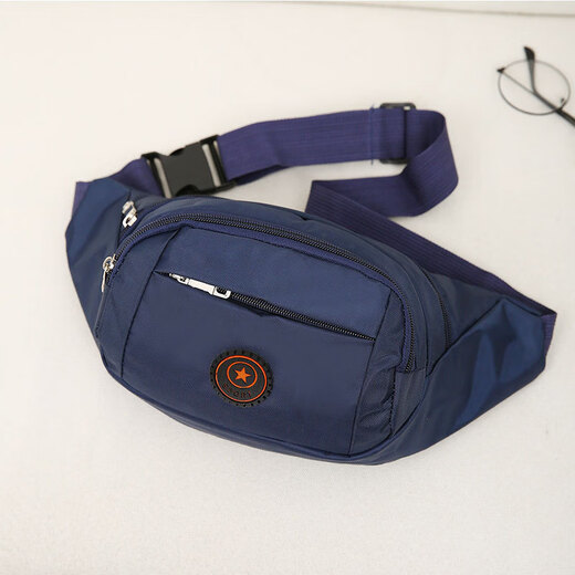 Chest bag men's casual and versatile Oxford wallet urban simple outdoor sports and leisure multi-functional large-capacity waist bag navy blue 23*15*10cm