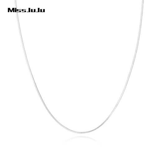 Miss JuJu PT950 platinum square snake bone necklace for women, platinum plain chain ins style light luxury niche clavicle neck necklace, weight 3.4-3.6g, length 41cm, thickness about 0.7mm
