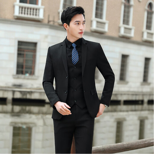 Playboy suit men's jacket top young Korean style slim business casual formal wear wedding groomsmen's suit men single button wine red [suit + pants] give tie S