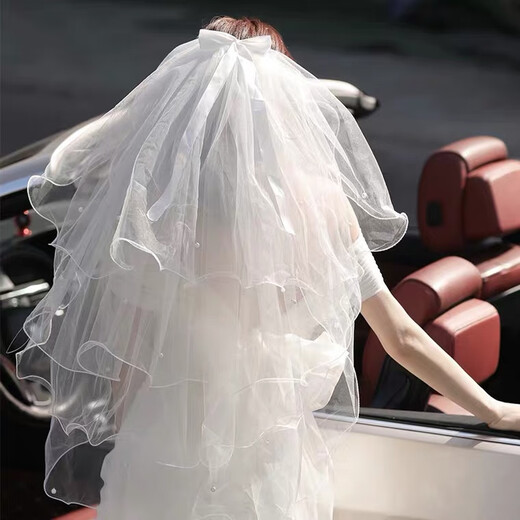 Bangboshi Veil Proposal, Certificate, Wedding Confession Props, Fairy Bow Veil, Super Fluffy Photo Atmosphere Props, Pearl Veil Hairpin Style