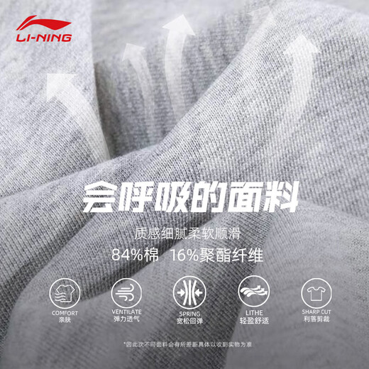 Li Ning Men's Pants Sports Pants Men's 2025 Winter New Straight Leg Loose Casual Pants Trendy Versatile Slim Sports Pants Men Gray (Straight Leg-Regular) XL