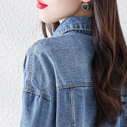 Cypress Denim Jacket 2025 Осень Новая Женская Женская Сплайсинга Сплайсин Прямой темперамент Корейский стиль вершина