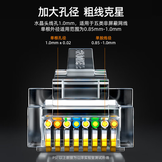 山泽超五类网线水晶头 超5类RJ45千兆网络连接器 8P8C电脑宽带线接头 Cat5e工程级镀金纯铜水晶头 10个3U工程款SJ-5010