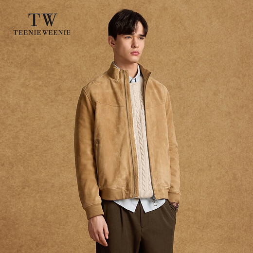 Teenie Weenie小熊男装夹克冬季简约风潮流短款立领休闲外套 中卡其色 L 175