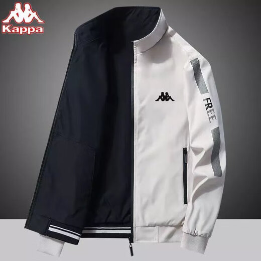KAPPA back-to-back jacket for men in autumn and winter with velvet stand collar casual sports loose trend handsome KP9866 dark blue [spring and autumn style] XL recommendation [135-150] Jin [Jin equals 0.5 kg]