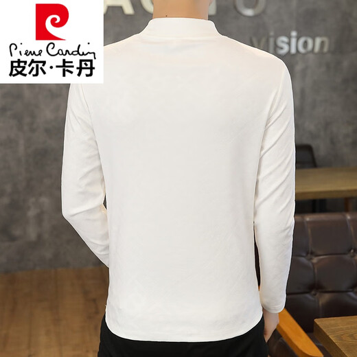 Pierre Cardin Brand Herren-langärmelige Deutsche Samt T-Shirt 2025 neuer Trend gedrucktes Sweatshirt Herbst und Winter mittelschwerer Slim Basis Brown 6630 m (90-105jin [Jin gleich 0,5 kg]))