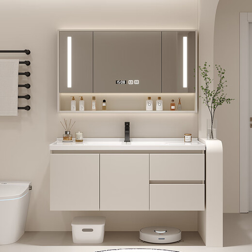 ORODEN 2025 crema Cerámica Integrada Basin Gabinete de baño Combinación de lavabo de lavado de lavado de lavavajillas