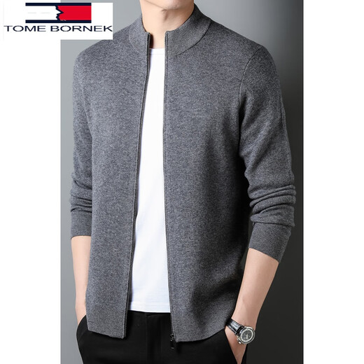 
Tommy Hee Kelly 100% Wool Knit Cardigan Men's Jacket 2024 Autumn and Winter Casual Loose Wool Knit Sweater Medium Gray 105