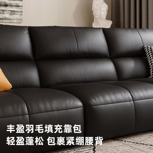 
Gujia Home Light Luxury Style Piano Key Modern Top Cowhide Sofa Living Room 2025 New Large Sitting Deep Feather 1307/1381 Standard Edition 1307 [Black] Three-person 2.81m