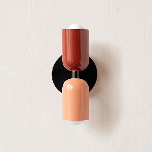 Yaotian Cream Wall Lamp Mid-Autumn Style Creative Modern Simple Vintage Color New Double-Headed Nordic Bedside Lamp Pink + Pink - Free LED Warm Light