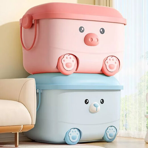 Pastoral Flower House New Year Decoration Children's Toy Storage Box Frame Building Block Storage Box Home Baby Storage Box Large Capacity Clothes Large - Blue Bear + Pink Piggy 2 Pack