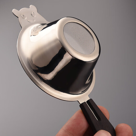 Jinge fair cup tea drain stainless steel food grade 304# filter creative tea filter tea water separation tea set accessories filter tea Panda tea drain rosewood handle + Guanshan base