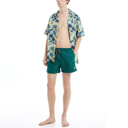 保罗·史密斯PS 潮牌度假印花男士时尚夏威夷短袖衬衫 M2R-695U-M22027 蓝+黄 40 S