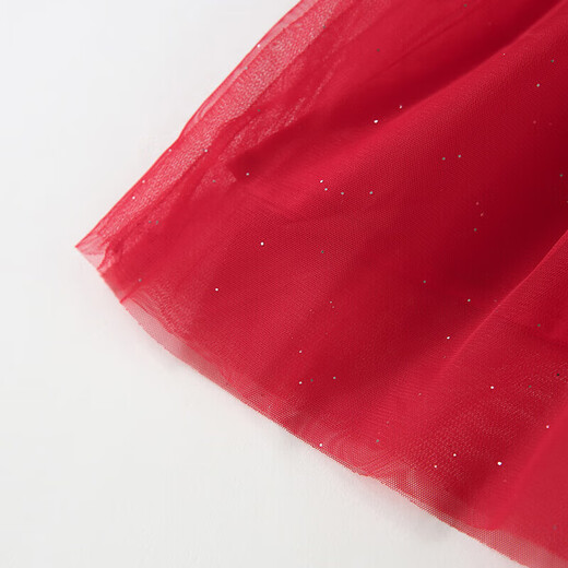 Disney (DISNEY) children's clothing children's girls woolen long-sleeved dress mesh New Year's red skirt 23 winter DB341RE02 red 120