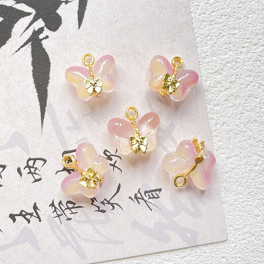 Dai Yan's cool Chinese style glass butterfly antique pendant DIY jewelry bracelet necklace earrings mobile phone chain beaded accessories butterfly pendant DIY jewelry 6 pack mixed color