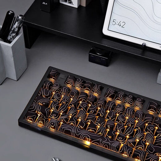 Belly spirit mk870pro blackberry side engraving mechanical keyboard Bluetooth wired wireless customized computer game silent office [three mode] Obsidian Pro + contour TTC fast silver axis V2 [trigger faster] 87 keys