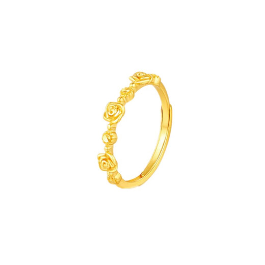 Fat Donglai quality gold-plated silver ring Little Prince Rose Flower Girl New Romantic Retro Style Gold Flower Opening Four Seasons Flower Ring