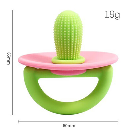 Cactus baby anti-eating hand teether baby chewing teething stick silicone baby pacifier teether pink green bag cactus soothing teether - baby's favorite
