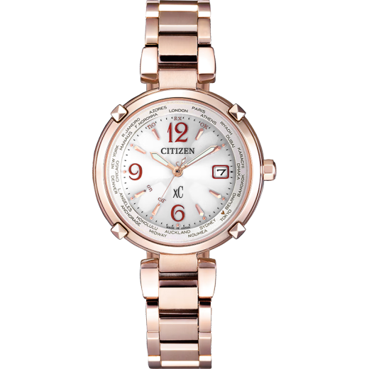 
CITIZEN xC series photodynamic energy powder-plated gold fashion business casual calendar women's watch for girlfriend EC1047-57A