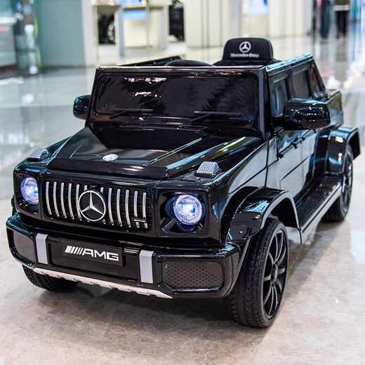 Cute Laughing Ou Mercedes-Benz Big G children's electric car four-wheel remote control male and female children's off-road toy car can seat adults, painted black + seat adults, large battery, four-wheel drive + full function
