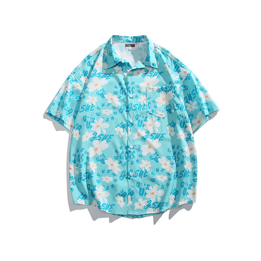 
FOG SKY Hawaiian style short-sleeved floral shirt men summer couple travel loose casual tops beach jacket men and women HK-6629 Madagascar black M (recommended 110-130Jin [Jin equals 0.5 kg])
