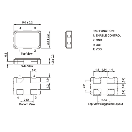 Lanshi SMD crystal active oscillator clock 54MHZ (10 pieces)