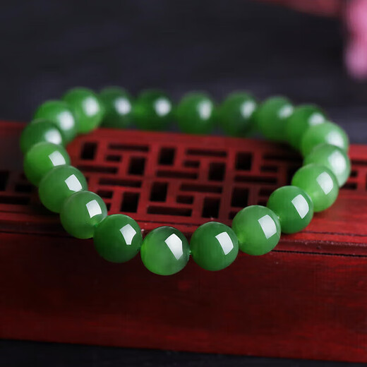Cardamom Time Boutique 9-10mm Hetian Jade No Black Jasper Bracelet High Water Head Jade Ball Bracelet Gift Men and Women