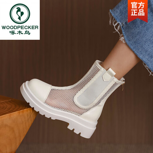 Holzspecker Marke Leder Martin Boots Sommer Dünnstil Damen-Mesh atmungsaktiv
