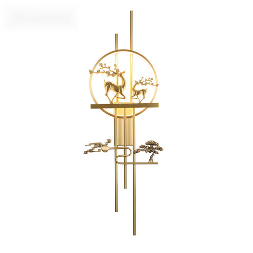 Yichen customized all-copper modern minimalist living room wall lamp creative bedroom bedside living room lamp grille TV sofa background wall all-copper wall lamp 100 high warm light