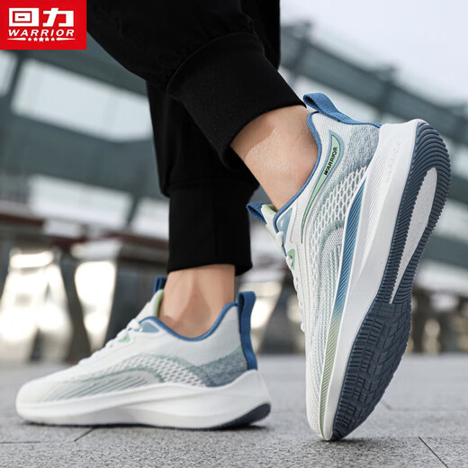 Warrior sports shoes for men, comfortable and lightweight running shoes, breathable fly-knit men's shoes G497C white/green 43