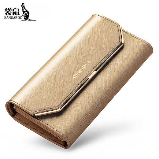 Kangaroo (KANGAROO) 2024 New Wallet Women's Long Genuine Leather Large Capacity Wallet Clutch Women's Genuine Cowhide Mobile Phone Cover Rich Red - Upgraded - Anti-Theft Brush Version