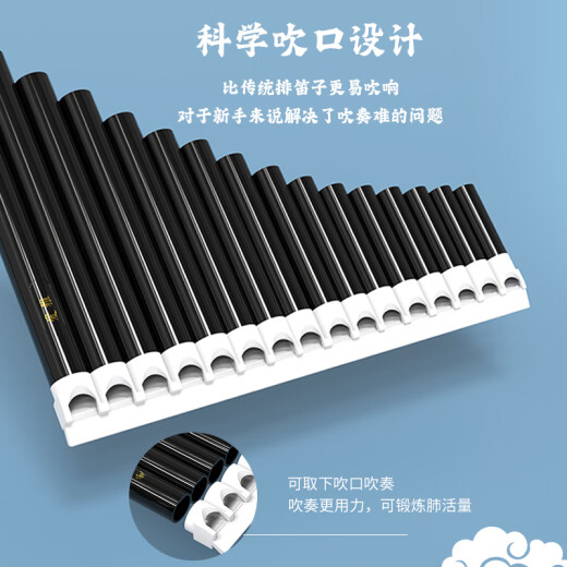 雅光排笛16管18管排箫中小学生教学专用易学民族乐器儿童初学者入门 16管白褐色+