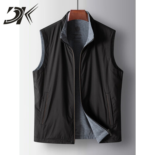 DK品牌男装双面穿马甲男士柔顺立领百搭休闲无袖夹克衫春秋背心外套 蓝色 2XL /185