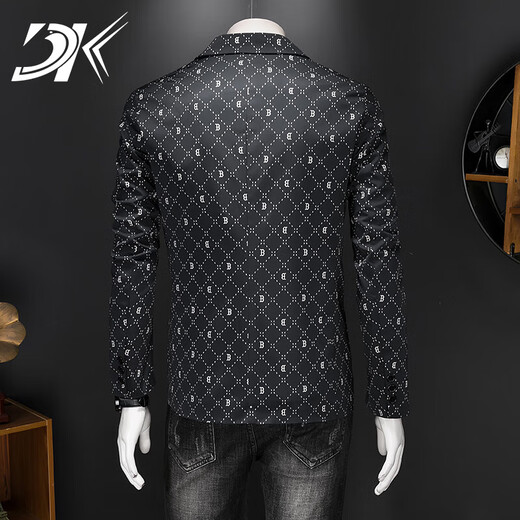DK Brand Men's Clothing Free Casual Casual's Men's Spring and Automne Mabe imprimé Slim Fit et Suit formel Formel Suit Business Suit Business Black XL Prid.