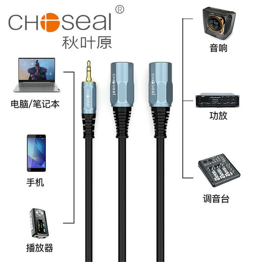 
Akihabara 3.5mm to double card Nongmale Solar console console mobile phone, computer capacitor microphone, microphone, XXX, mechanism is 3.5 to double card Nongma qs3523 0.5 meters